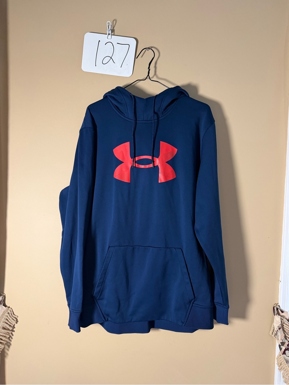 Under Armour Navy Zip-Up Hoodie with Red Logo